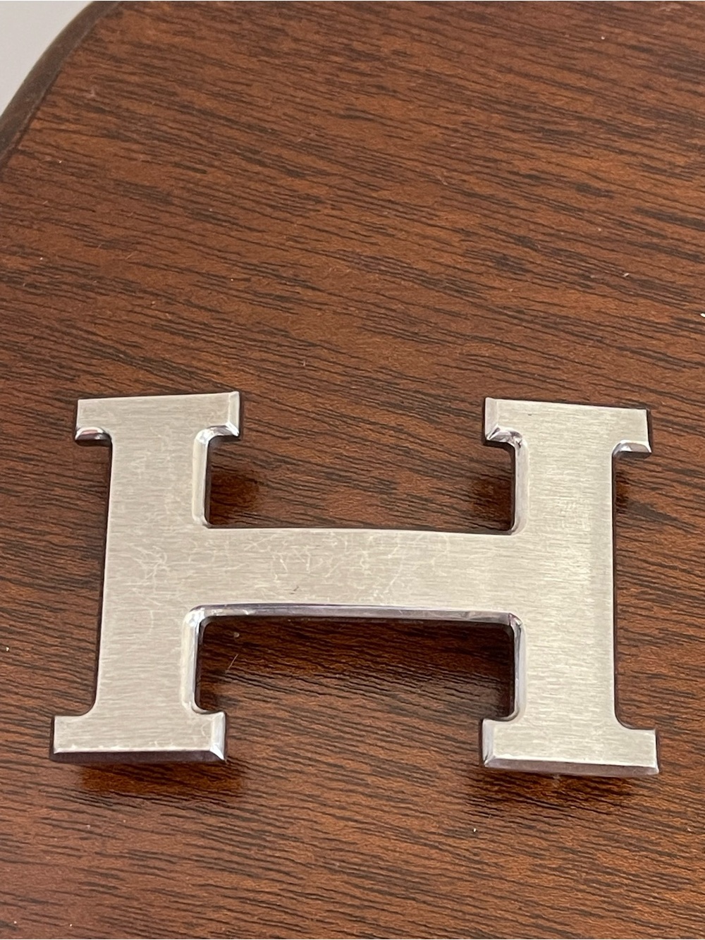 Hermes Brushed Silver Metal Letter H Wall Accent belt